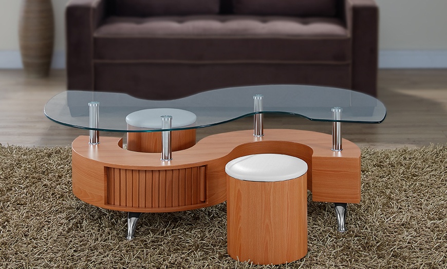 Image 4: S-Shaped Coffee Table and Stools