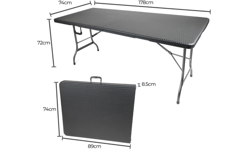 Image 5: 6ft Folding Rattan-Effect Table