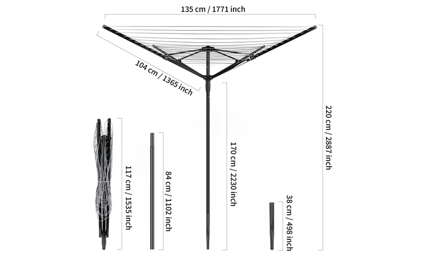 Image 5: Foldable Rotary Heavy-Duty Clothes Airer