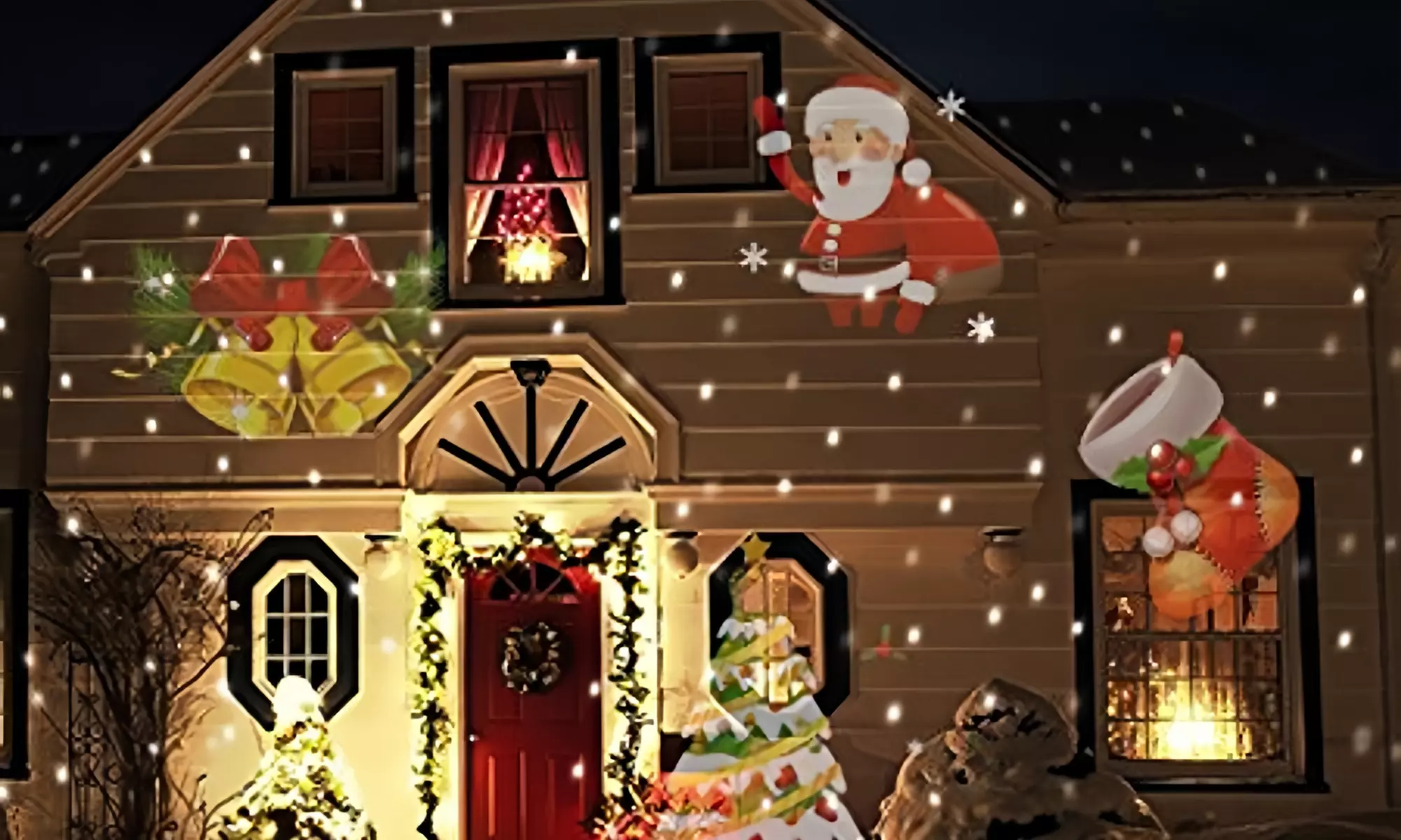 Proyector láser led impermeable para exterior con una variedad de deslumbrantes patrones navideños - Second Medium