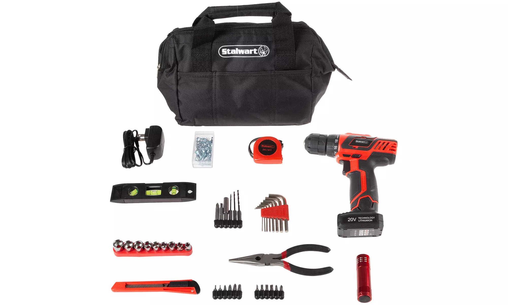 Stalwart 20V Lithium Ion Cordless Drill Set (101- or 122-Piece) - Primary Image