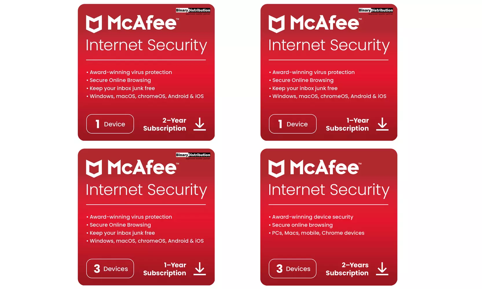 McAfee Internet Security 2025: Licencia para 1 o 3 dispositivos por 1 o 2 años con renovación automática - Primary Image