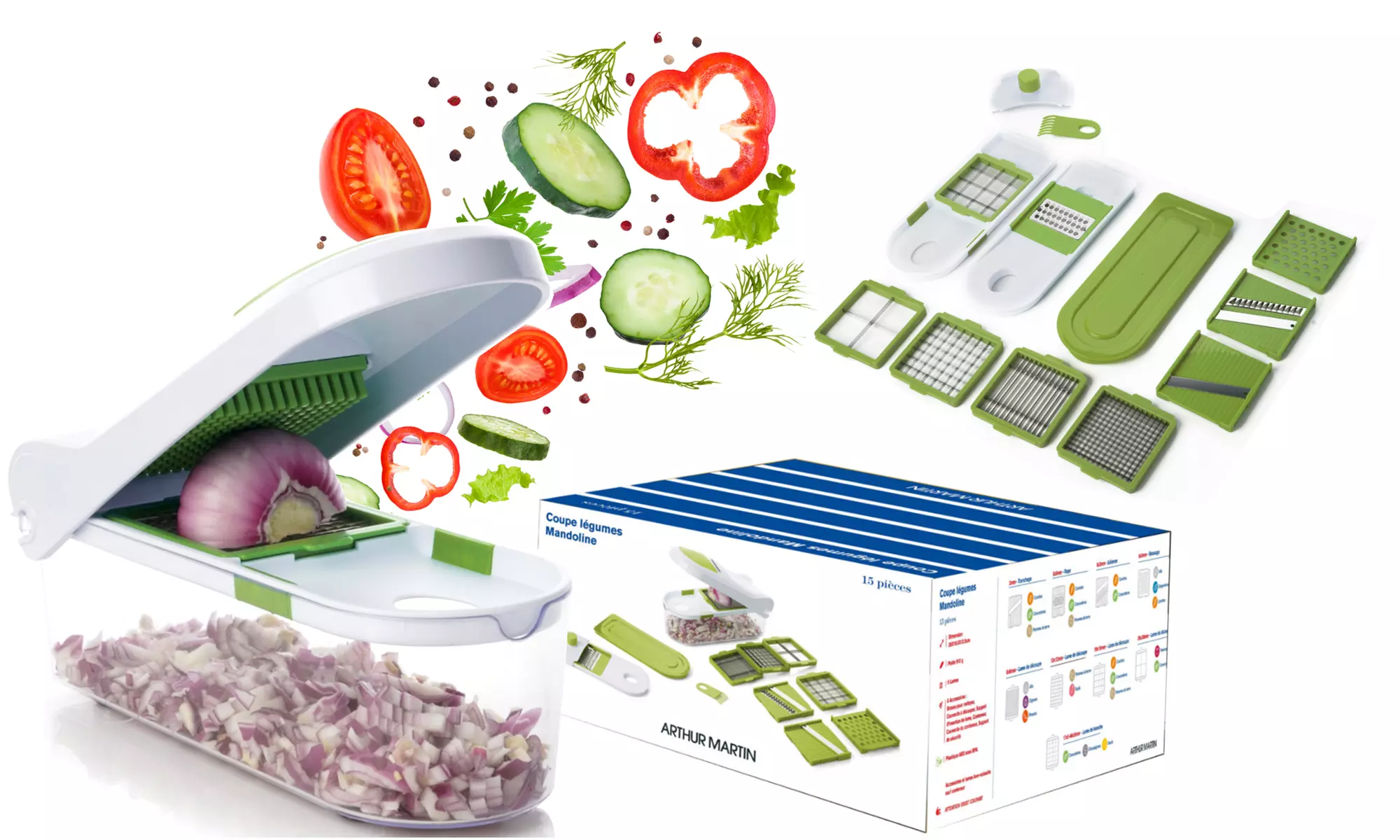 Mandoline multi-coupes Arthur Martin 9 en 1 avec accessoires - Primary Image
