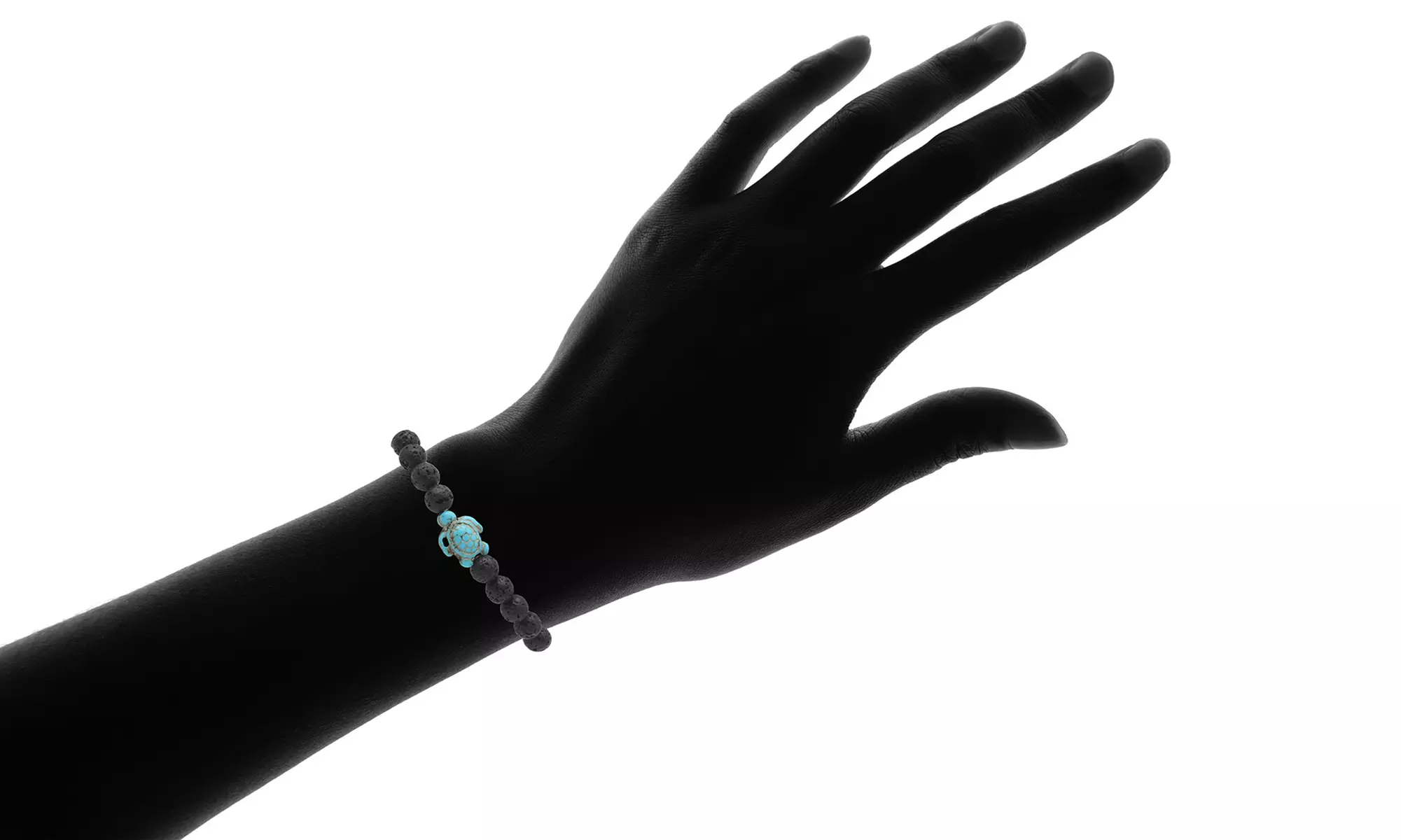 Healing Lava Stone and Handmade Turquoise Hawaiian Sea Turtle Bracelet by DreamGem - Image 2
