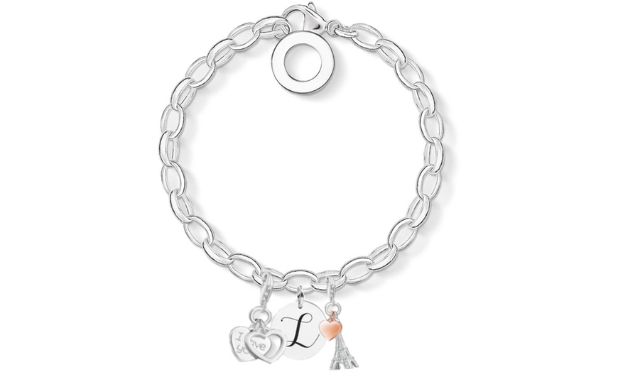 Image 13: Initial Charm Bracelet Made with Crystals from Swarovski®