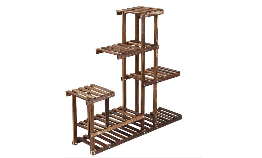 Image 3: 6-Tier Rustic Wooden Plant Stand