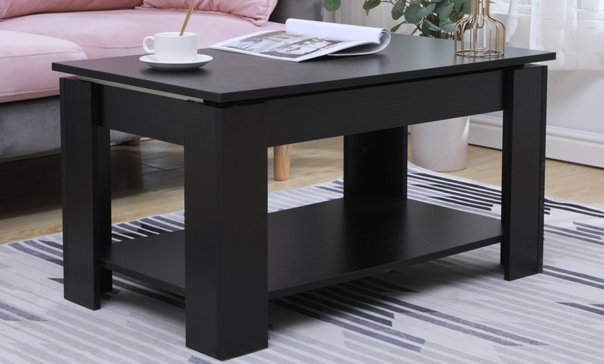 Image 13: Sliding Top Coffee Table with Storage Shelf