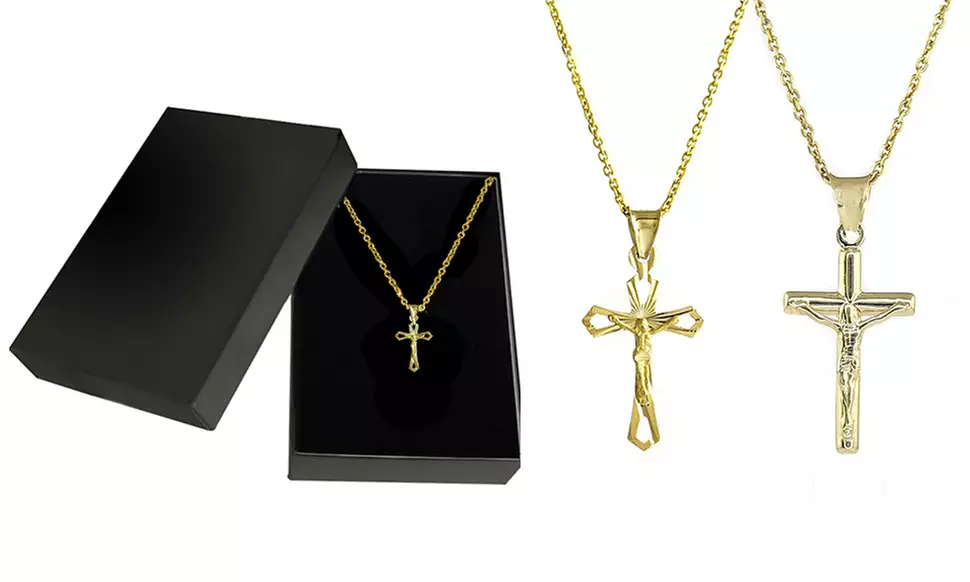 Kid's 10K Yellow Gold Cross Necklaces - Primary Image