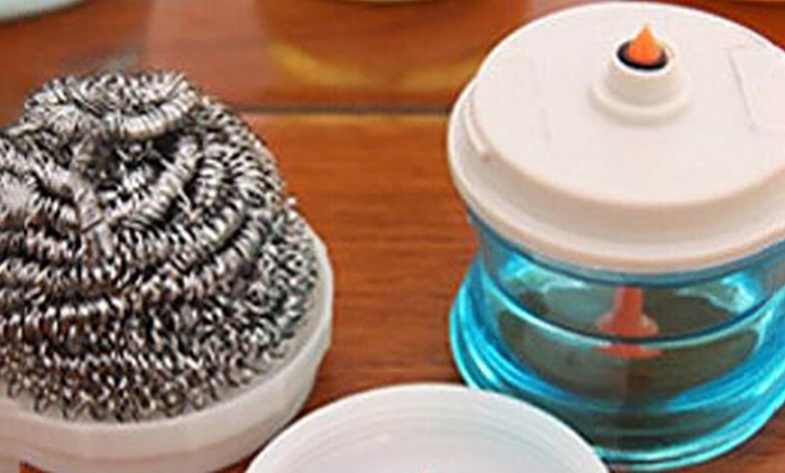 Image 4: Steel Wool Brush with Soap Dispenser