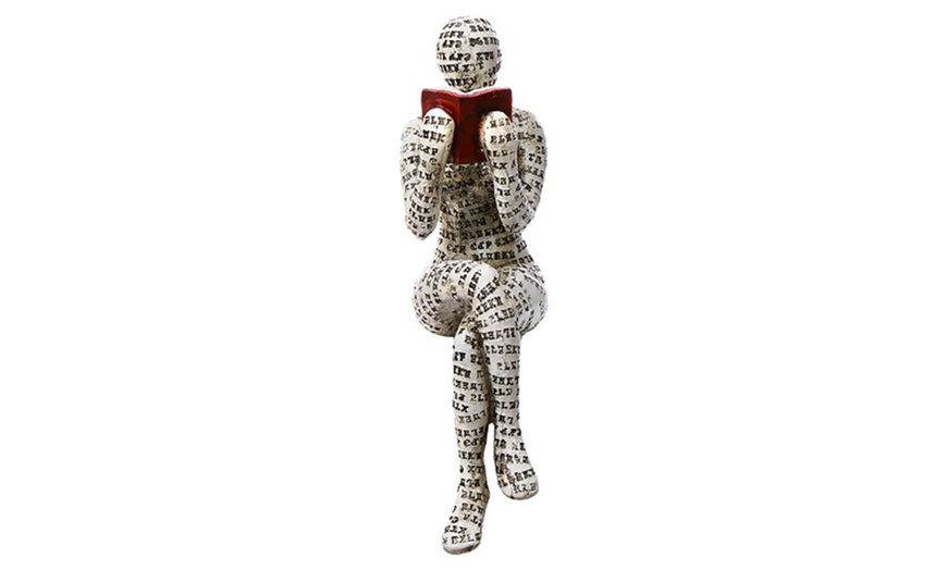 Image 7: Reading Woman Resin Statue Desktop Decoration