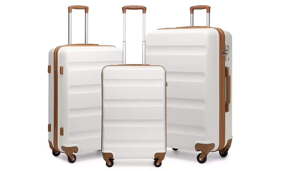 KONO Horizontal Design Hard Shell Suitcase Set with Combination Lock