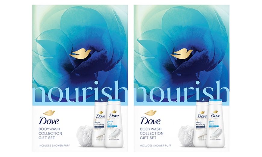 Image 4: Dove Nourish Body Wash Two-Piece Gift Set for Her with Shower Puff