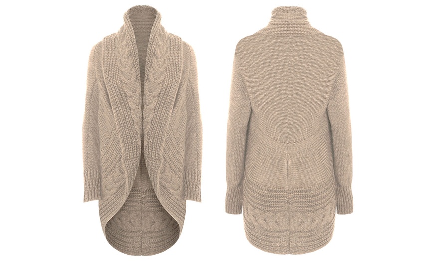 Image 3: Women's Cable Knit Cardigan