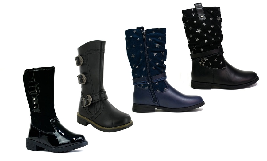 Image 1: Kids' Silver Star Zip-up Boots