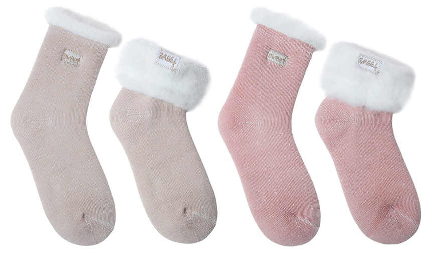 Image 5: 1 oder 2 Paare Kuschel-Socken mit Fleece-Innenfutter für Damen