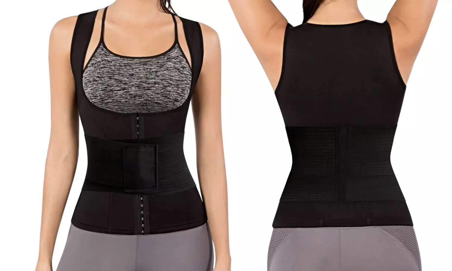 Hot Sweat Cami Corset with Waist Trainer Belt. Plus Sizes Available. - Second Medium