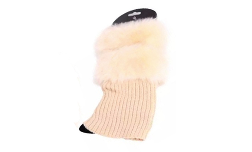 Image 2: Faux Fur Knitted Boots Toppers