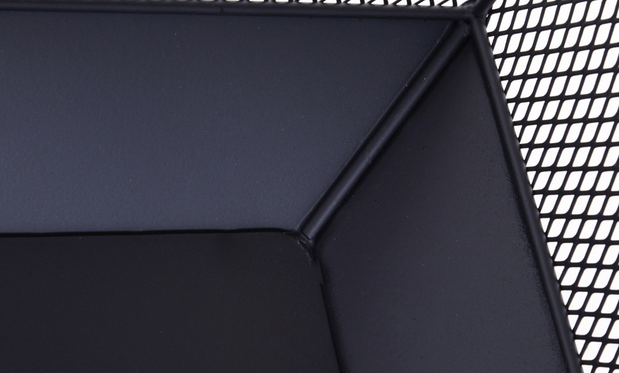 Image 17: Outsunny Square-Shaped Fire Pit Table with Optional Grill Shelf