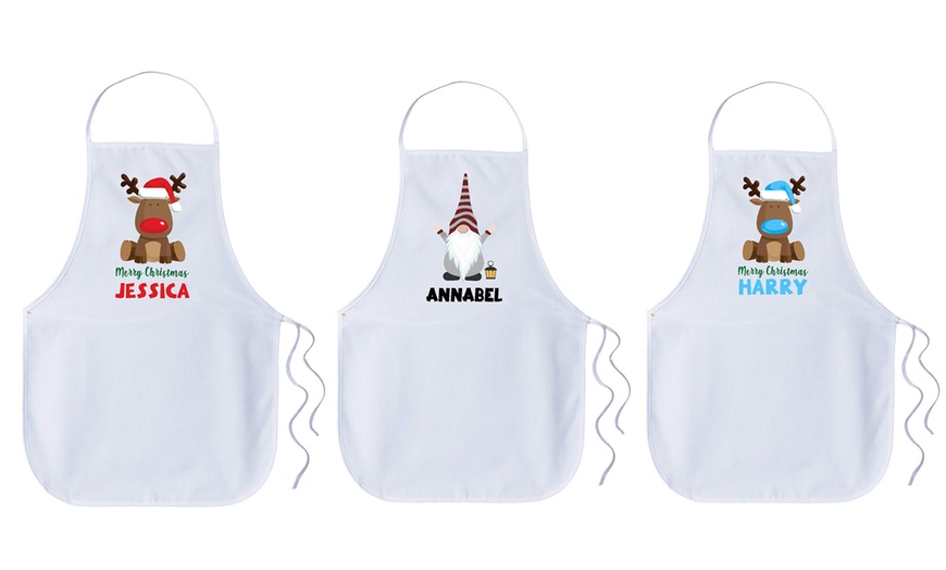 Image 3: Personalized Kids Christmas Aprons for Holiday Fun!