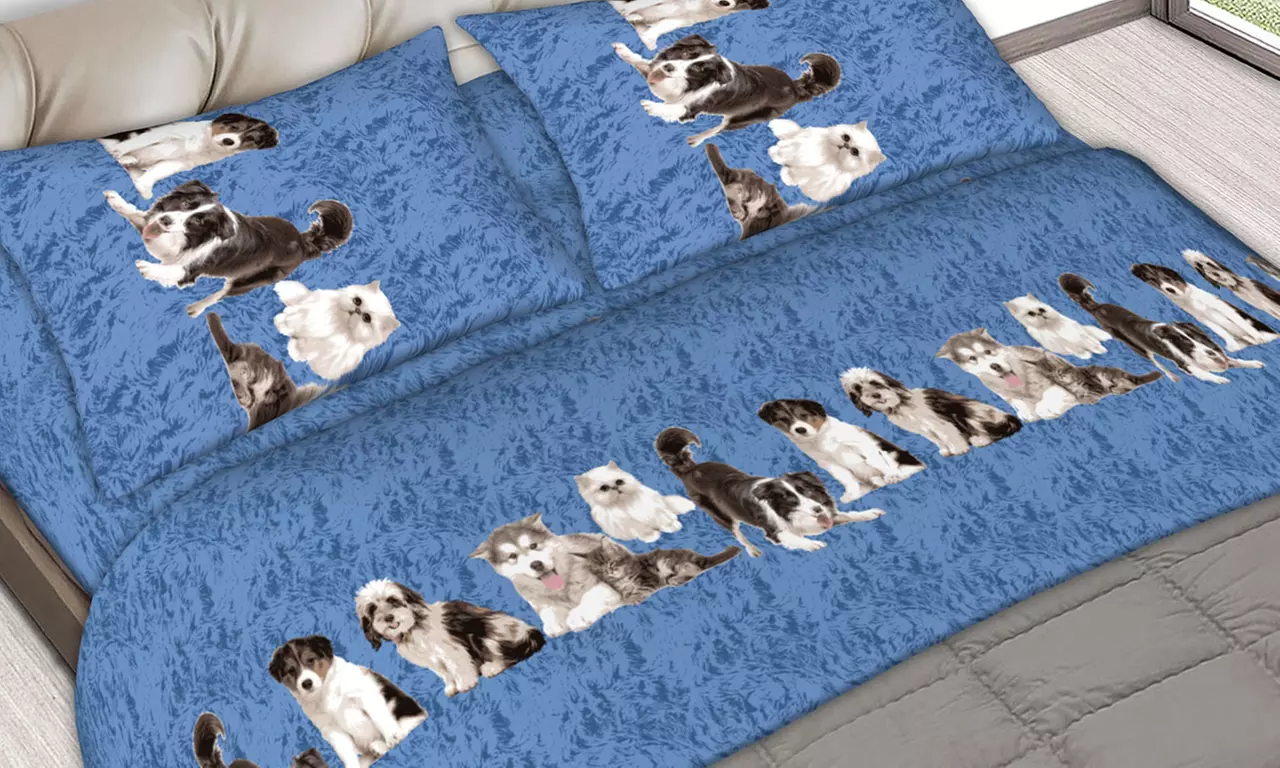 Completo lenzuola matrimoniale con fantasie animali