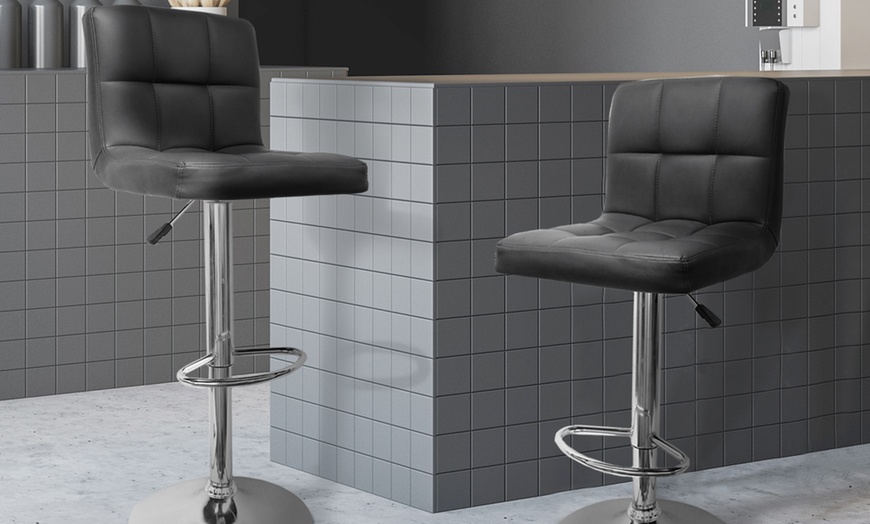 Image 3: Set of Two Swivel Adjustable Bar Stools