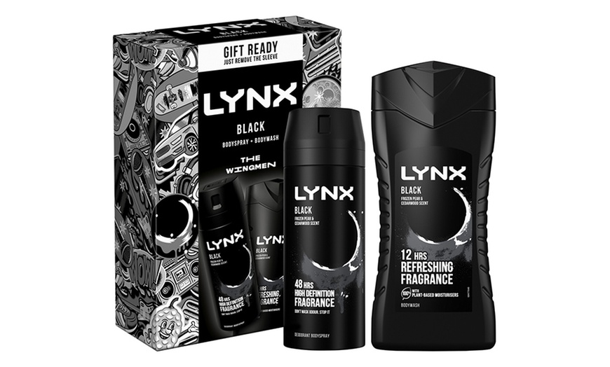 Image 1: Lynx Black Body Spray and Body Wash Duo Gift Set for Him