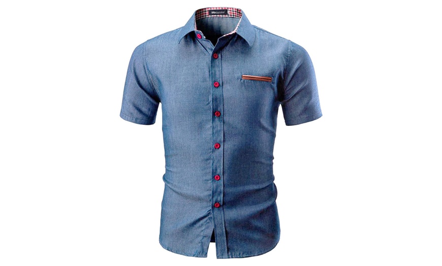 Image 2: Men's Short Sleeve Denim Marshall Shirt