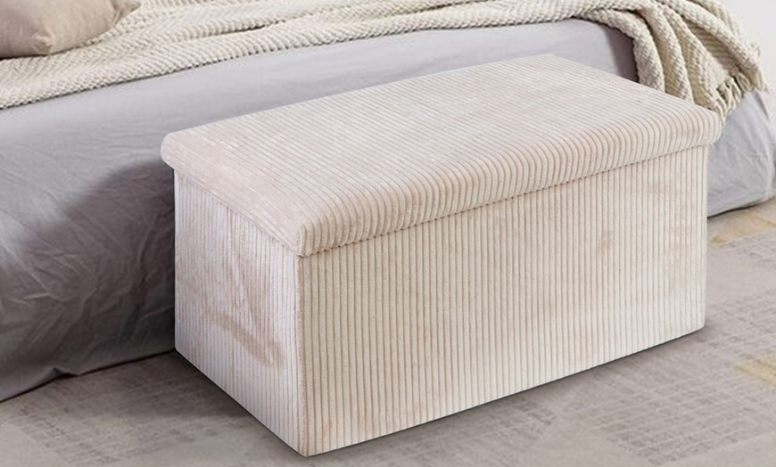 Image 35: Corduroy Storage Ottoman or Foldable Cube Footstool