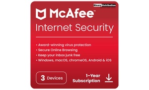 McAfee Internet Security 2023 One-Year Subscription for Three Devices