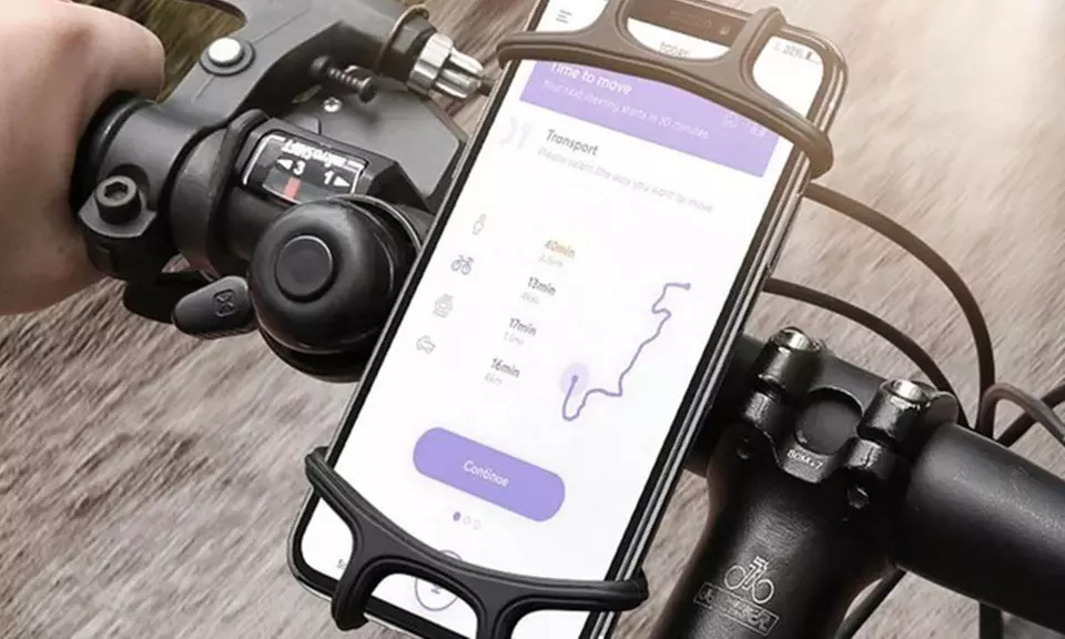 1 ou 2 supports de smartphone rotatifs en silicone et caoutchouc pour vélo - Primary Image