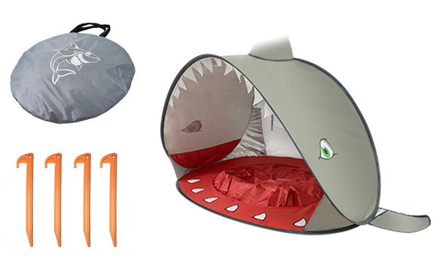 Image 2: Novelty Shark Portable Outdoor Pop Up Beach Shade Tent