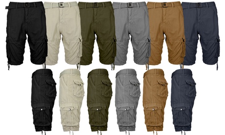 groupon 2-Pack MenDistressed Cotton Cargo Belted Shorts in rgb | Small