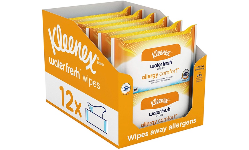 Image 1: 12-Pack of Kleenex Allergy Comfort Water Fresh Wipes