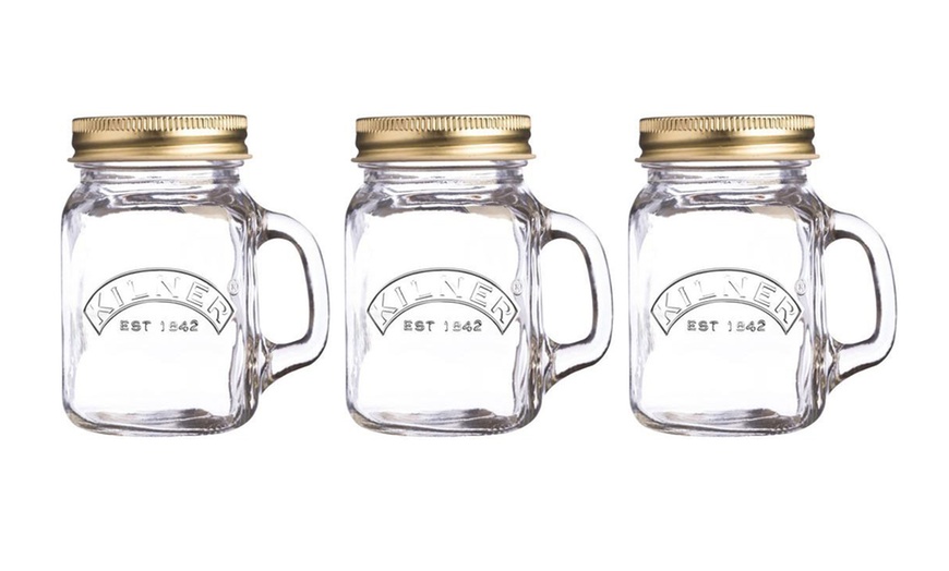 Image 6: Kilner 140ml Mini Handled Mason Jar Set