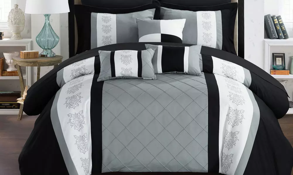 Chic Home Pintuck Color Block Comforter Set (8- or 10-Piece) - Primary Image