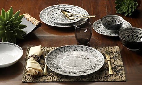 Servizio 18 pezzi Tribal Chic Tognana in porcellana bianca