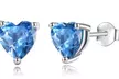 Solid Sterling Silver Created Gemstone Heart Stud Earrings - Emerald, Ruby, Black Topaz & More - Second Medium