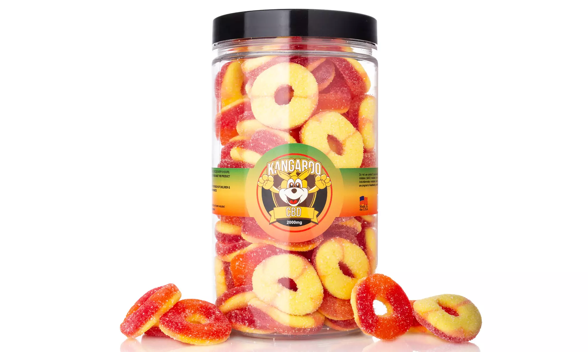 Organic CBD Peach Ring Gummies from Kangaroo CBD (250mg-5000mg) - Second Medium