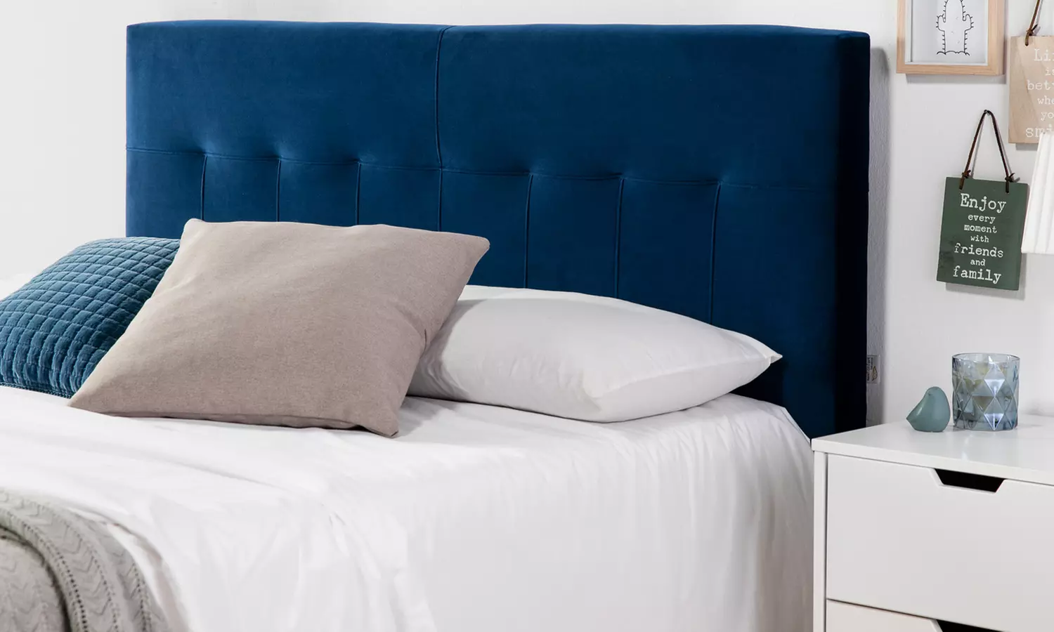 Tête de lit Napoles en velours hauteur 60 cm tête de lit + 40 cm pieds - Primary Image