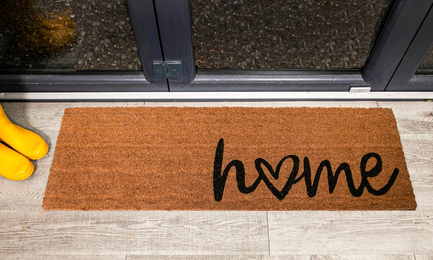 Image 2: Natural Coir Runner Mat with Rubber Backing