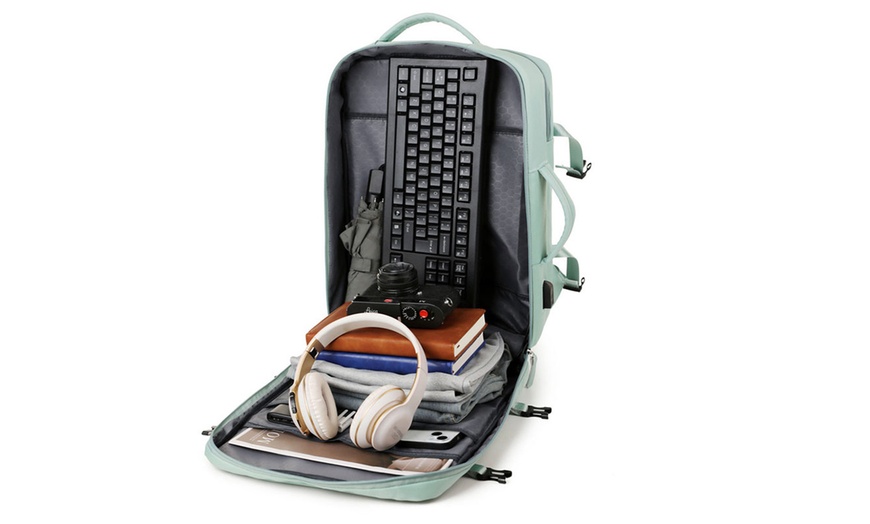 Image 8: Travel Backpack with USB Charging Port