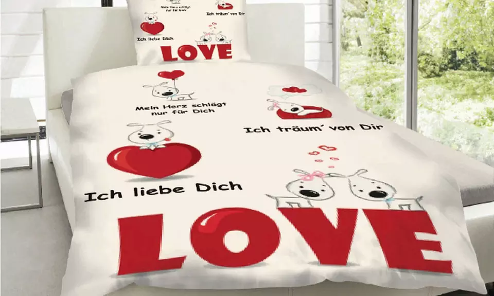 1er, 2er, 3er oder 4er Set Wolkenschloss Romantik Bettwäsche LOVE - Primary Image