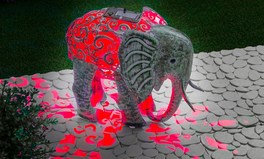 Image 8: One or Two Ornamental Metal Elephant Solar Lights