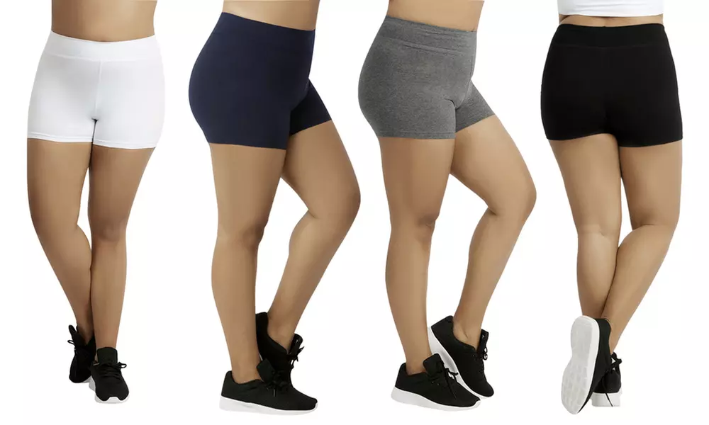Women's Plus-Size Cotton-Spandex 12" Biker Shorts (3-Pack) - Primary Image