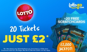 Get 20 Lotto Tickets for £2* + 20 Free Scratchcards