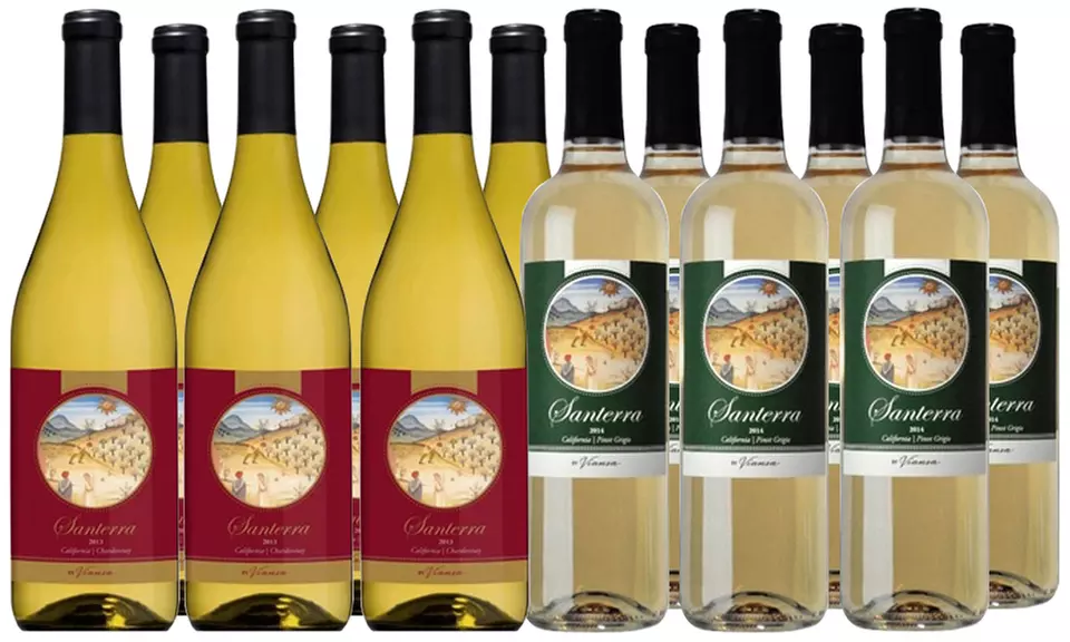 Santerra White Wine Sampler Packs (6- or 12-Bottle Set). Shipping Included. - Second Medium