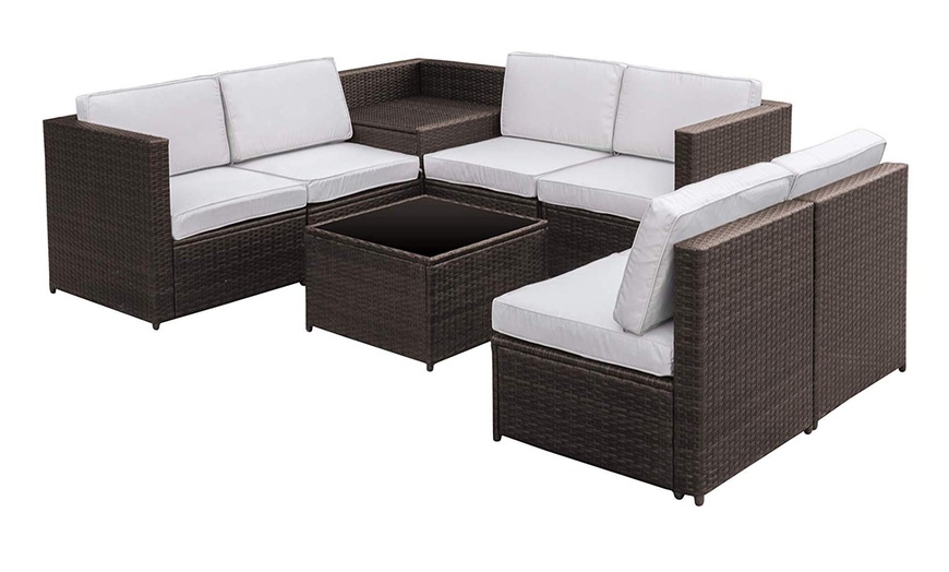 Image 4: Outsunny Eight-Piece Rattan-Effect Garden Furniture Set