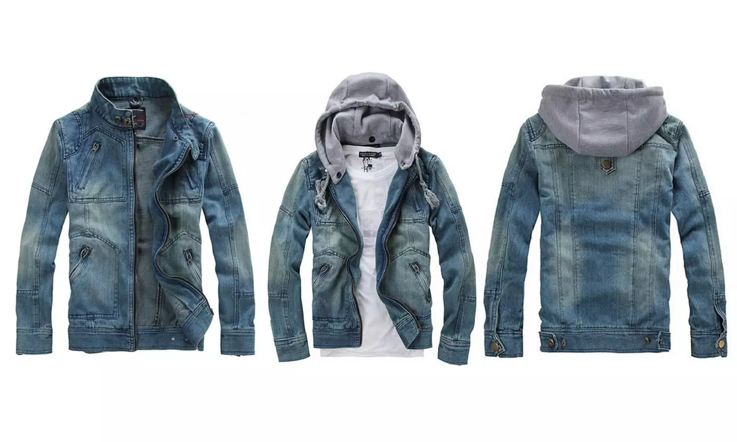 Herren-Jeansjacke mit Kapuze in der Größe nach Wahl - Primary Image