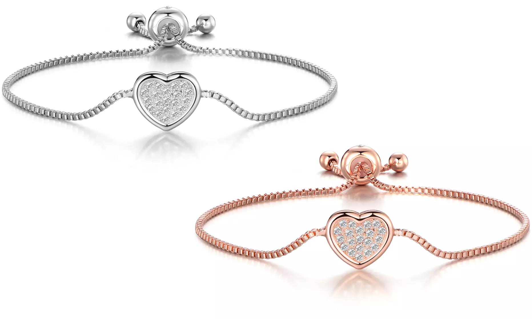 Philip Jones Freundschafts-Armband in Silber oder Roségold mit Zircondia®-Kristallen - Primary Image