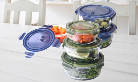 Set di 6 contenitori per cibo Silvano con coperchi in vetro borosilicato e senza BPA